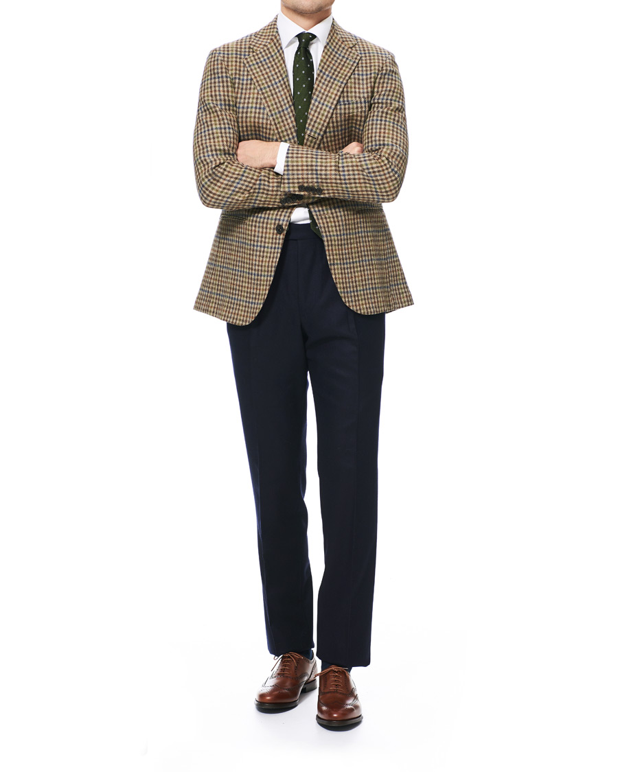 Herr | Kavajer | Berg&Berg | Dan II Gun Club Check Wool Blazer Brown/Olive