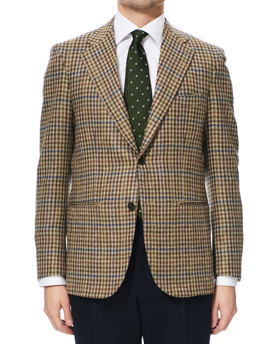 Herr | Kavajer | Berg&Berg | Dan II Gun Club Check Wool Blazer Brown/Olive