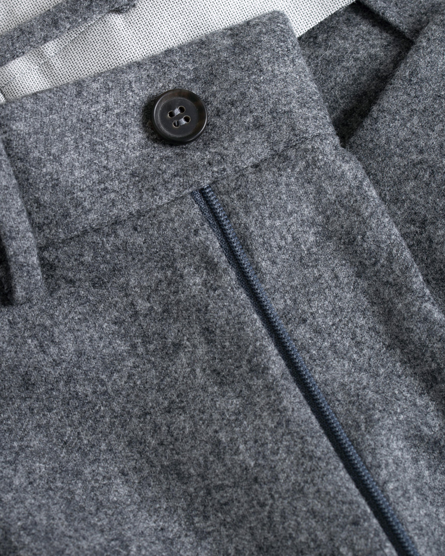 Herr | Byxor | Berg&Berg | Arnold Pleated Side Adjuster Flanell Trousers Mid Grey