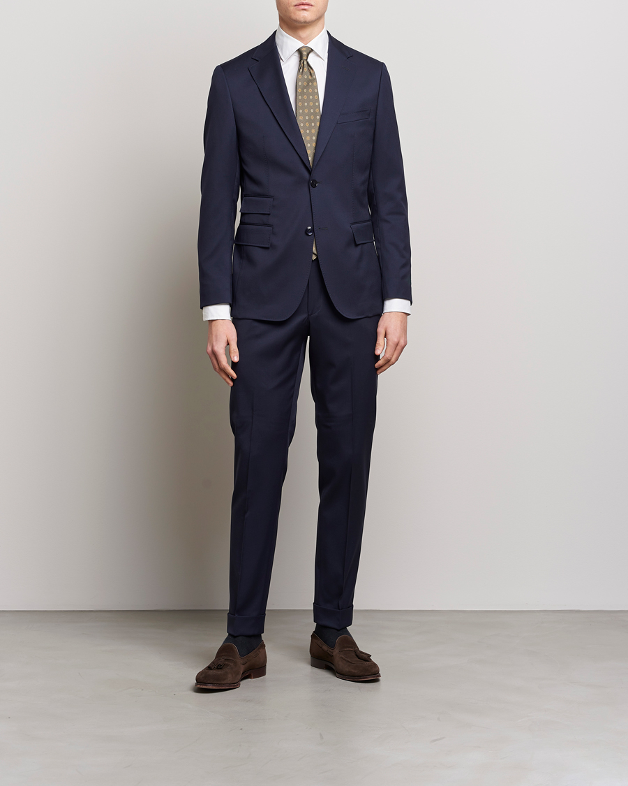 Herr | Byxor | Morris | Prestige Wool Suit Trousers Navy
