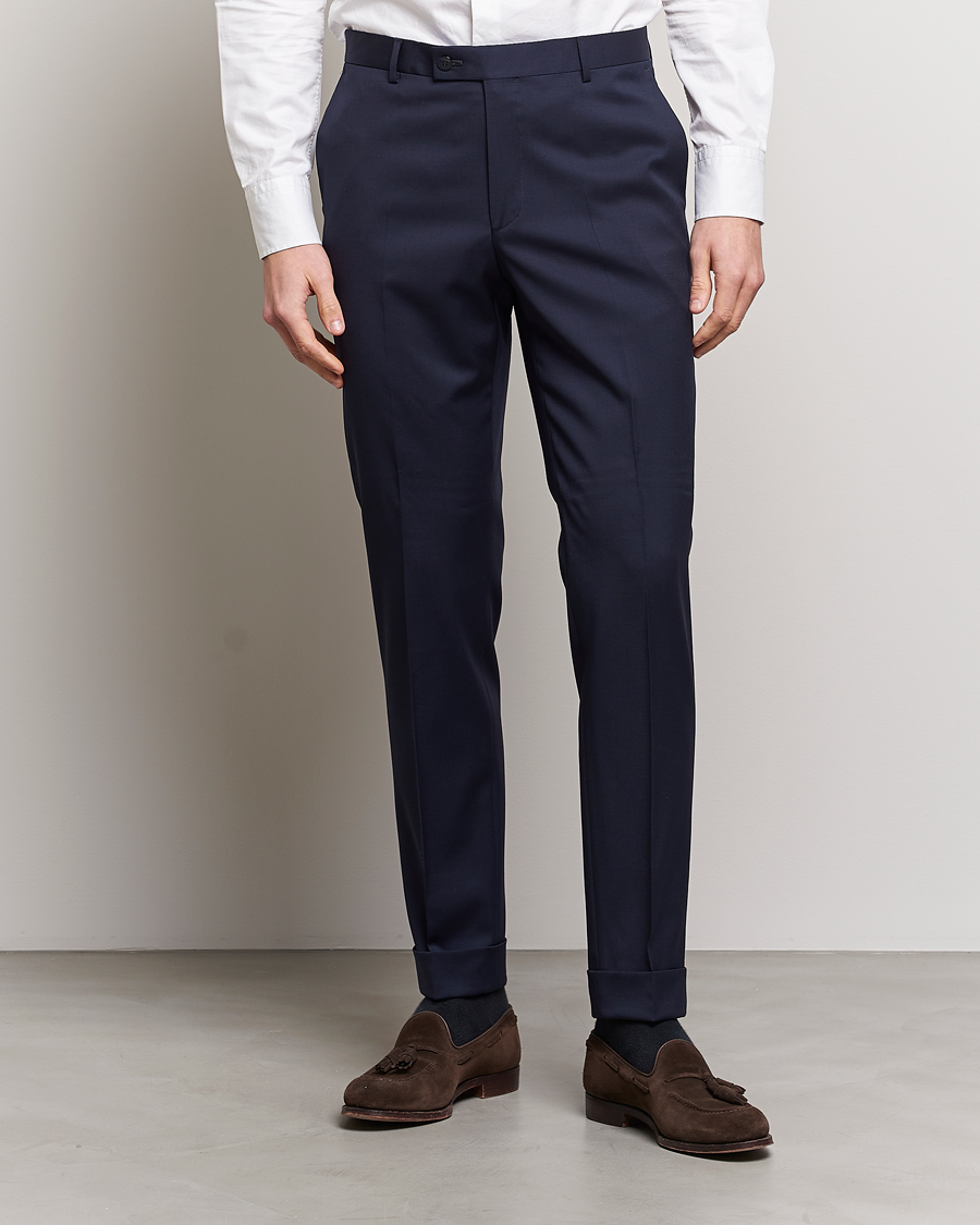 Herr | Byxor | Morris Heritage | Morris Prestige Wool Suit Trousers Navy