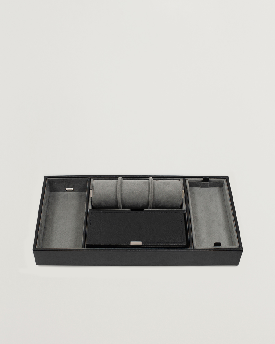 Herr | Klock- & smyckesetuin | WOLF | Howard Valet Tray with Cuff Black/Grey Pebble