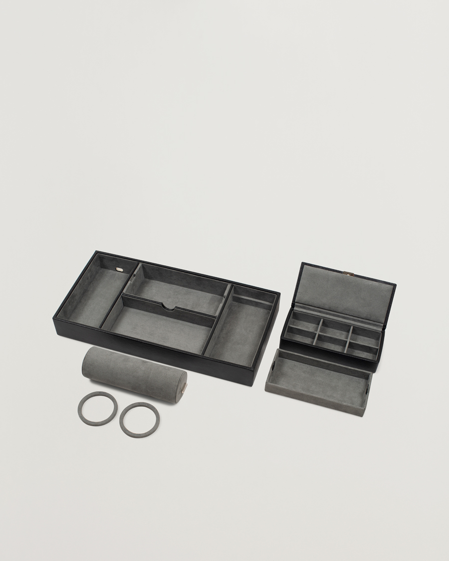 Herr | Klock- & smyckesetuin | WOLF | Howard Valet Tray with Cuff Black/Grey Pebble
