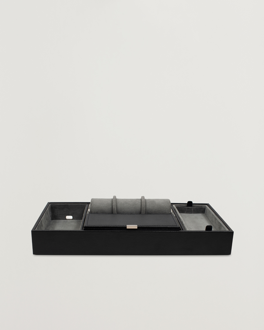 Herr | Klock- & smyckesetuin | WOLF | Howard Valet Tray with Cuff Black/Grey Pebble