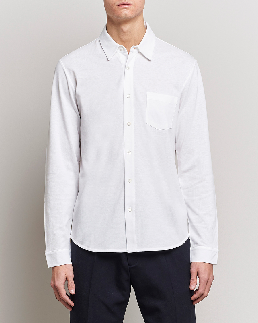 Herr | Pikéskjortor | Sunspel | Long Sleeve Pique Shirt White