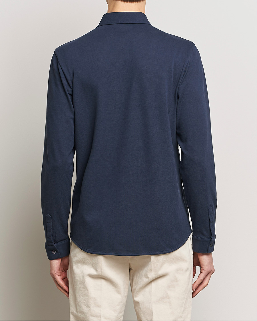 Herr | Skjortor | Sunspel | Long Sleeve Button Down Pique Shirt Navy