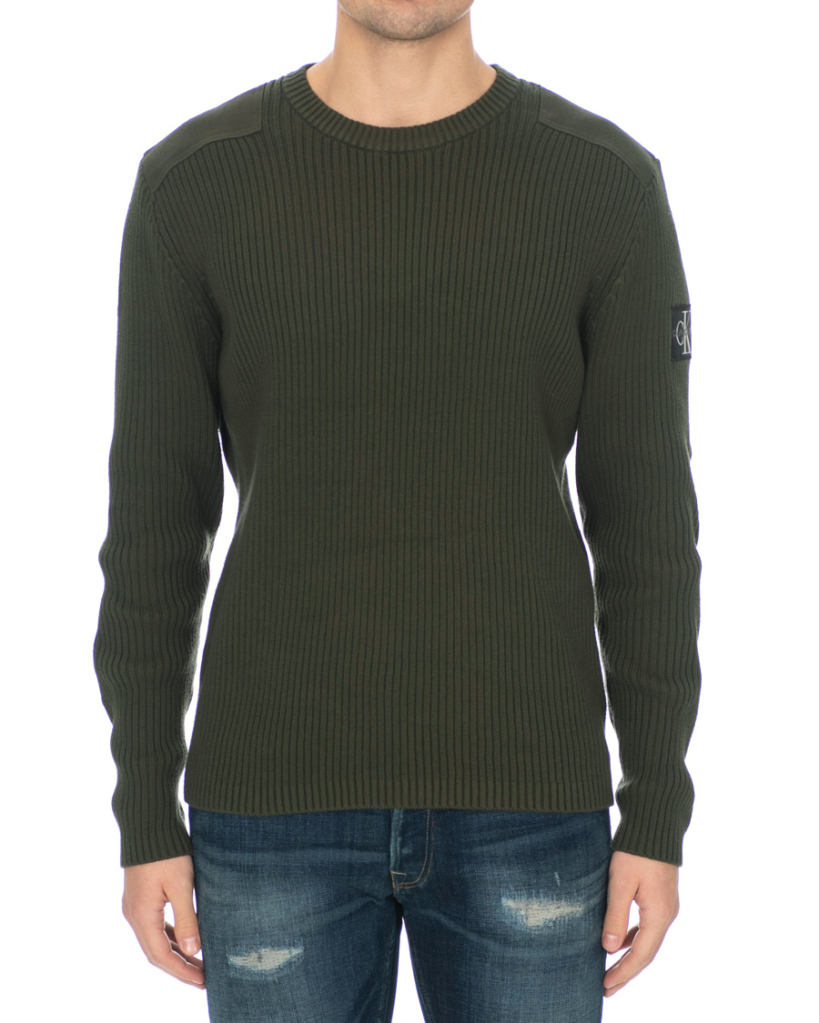 Herr | Tröjor | Calvin Klein Jeans | Knitted Monogram Sleeve Badge Crew Neck Deep Depths