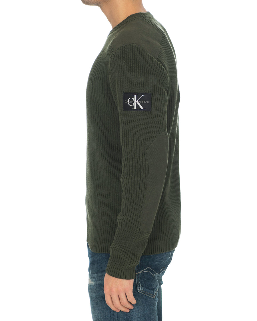 Herr | Tröjor | Calvin Klein Jeans | Knitted Monogram Sleeve Badge Crew Neck Deep Depths