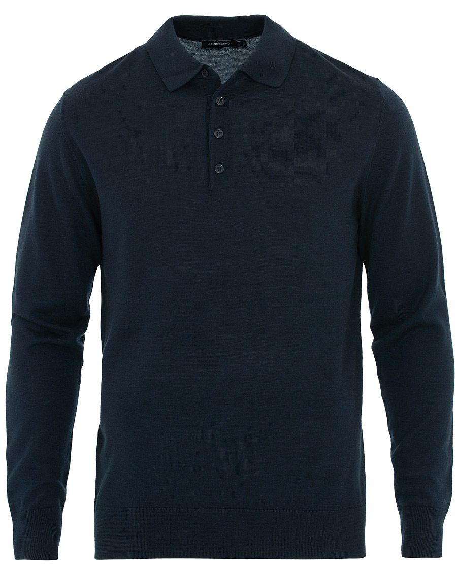 Herr | Tröjor | J.Lindeberg | Luciano Wool/Silk Pullover Navy