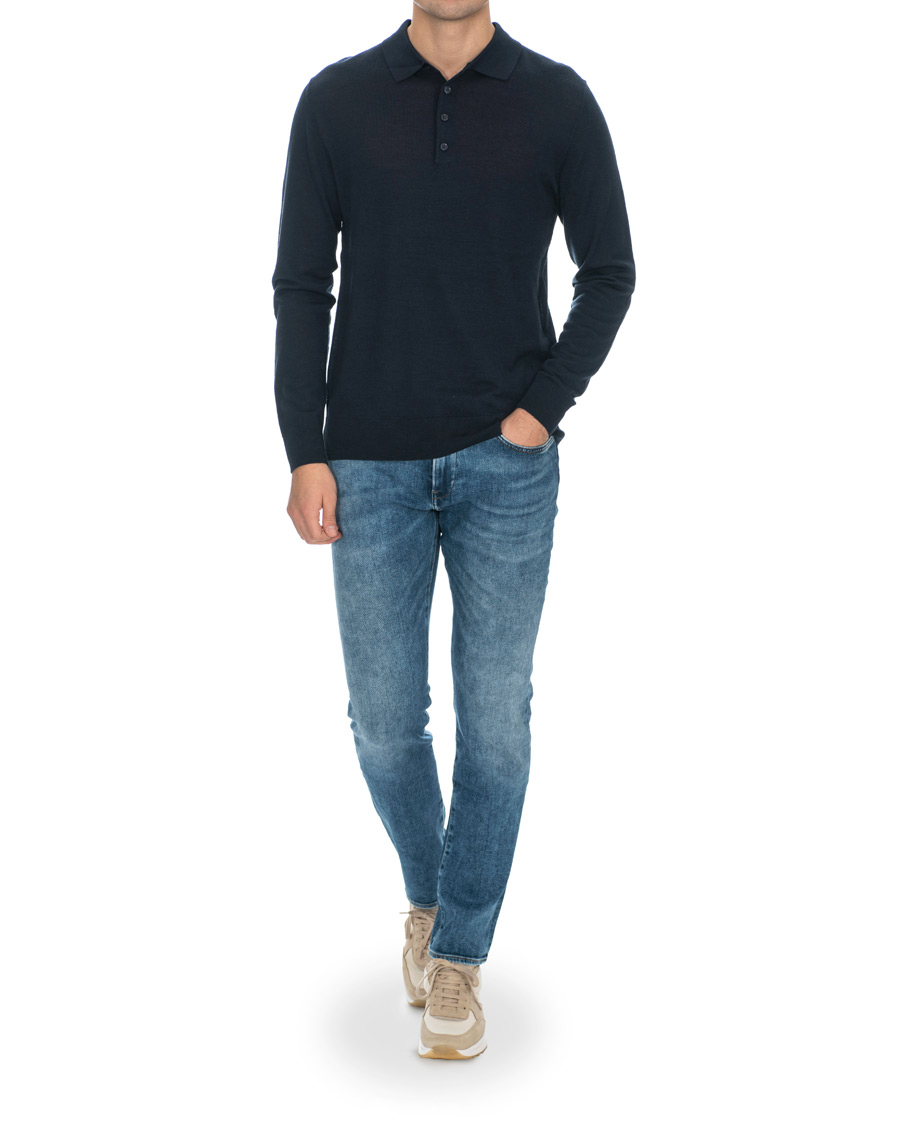 Herr | Tröjor | J.Lindeberg | Luciano Wool/Silk Pullover Navy