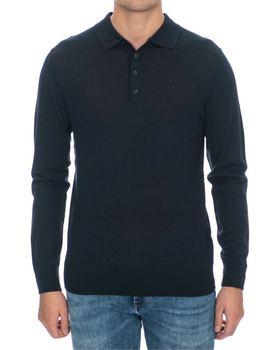 Herr | Tröjor | J.Lindeberg | Luciano Wool/Silk Pullover Navy