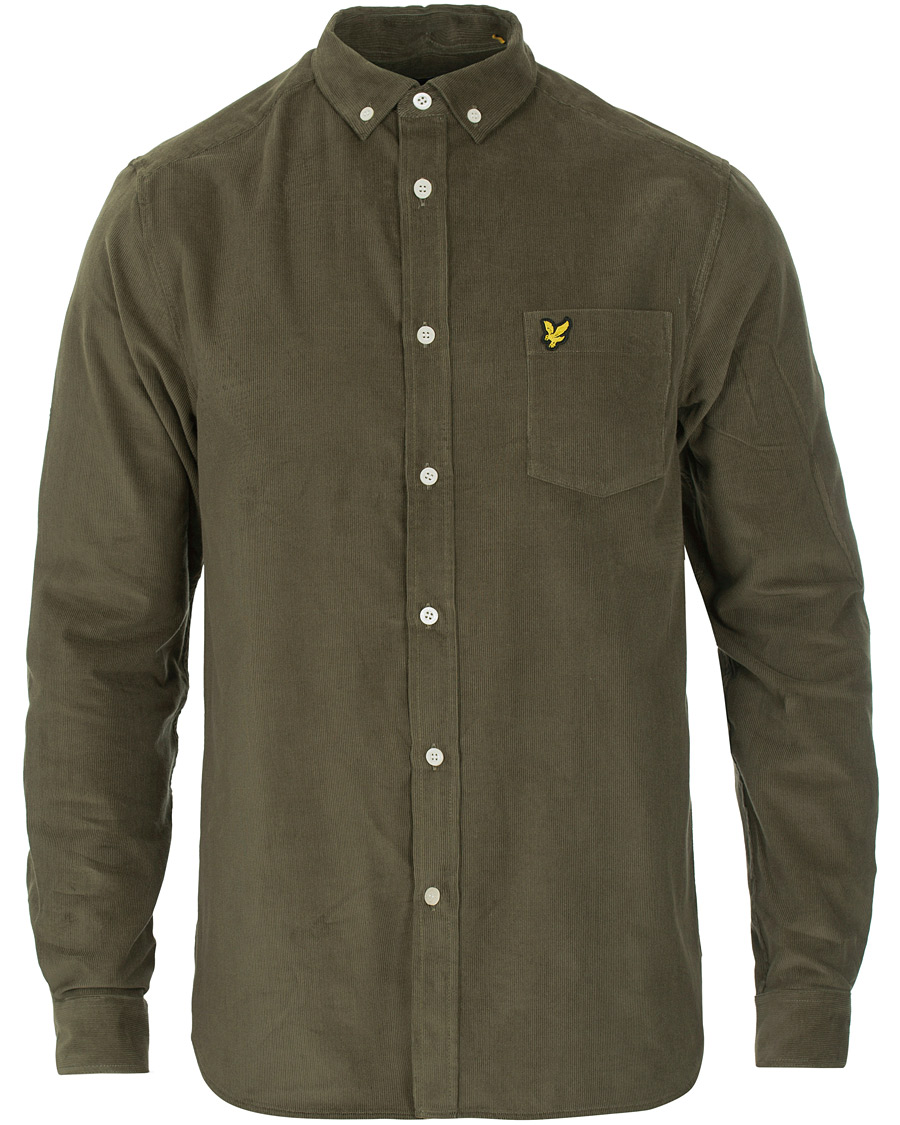Herr | Skjortor | Lyle & Scott | Baby Corduroy Shirt Olive Green