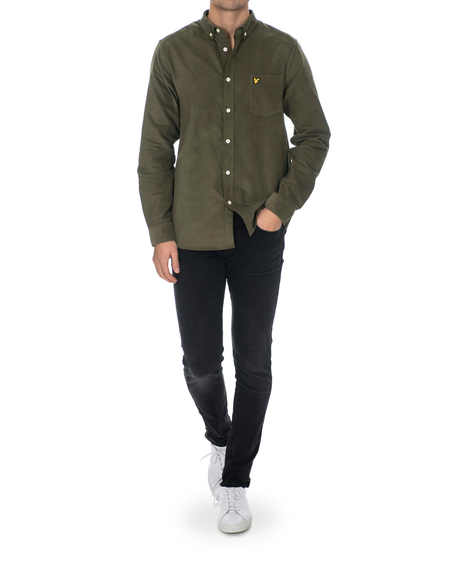 Herr | Skjortor | Lyle & Scott | Baby Corduroy Shirt Olive Green