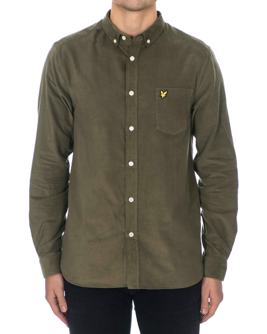 Herr | Skjortor | Lyle & Scott | Baby Corduroy Shirt Olive Green