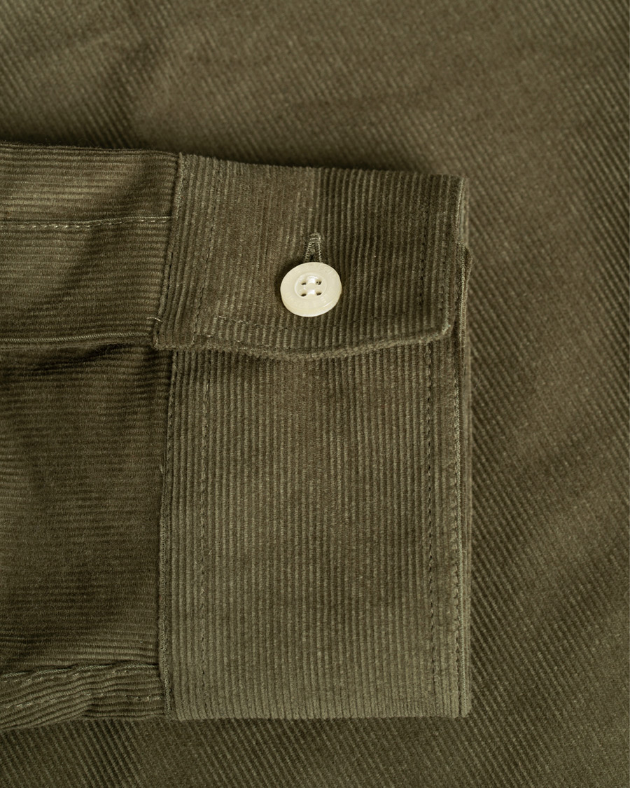 Herr | Skjortor | Lyle & Scott | Baby Corduroy Shirt Olive Green