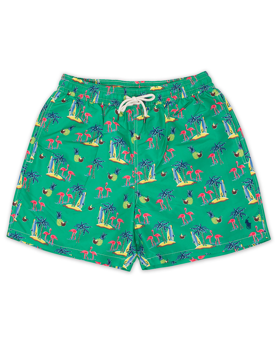 Herr | Badbyxor | Polo Ralph Lauren | Traveler Printed Flamingo Swimshorts Green