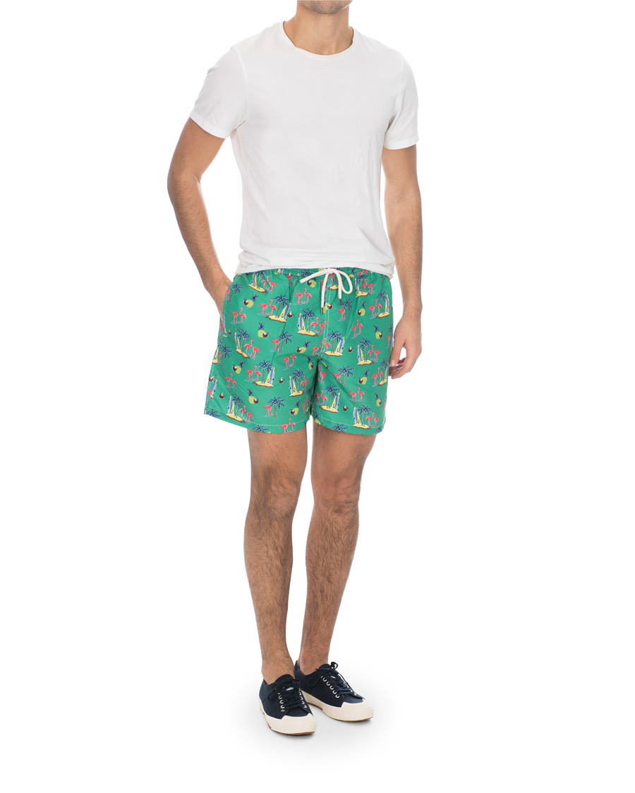 Herr | Badbyxor | Polo Ralph Lauren | Traveler Printed Flamingo Swimshorts Green