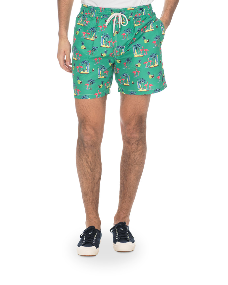Herr | Badbyxor | Polo Ralph Lauren | Traveler Printed Flamingo Swimshorts Green