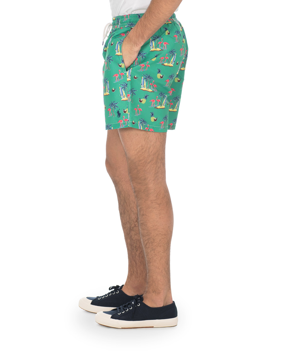 Herr | Badbyxor | Polo Ralph Lauren | Traveler Printed Flamingo Swimshorts Green