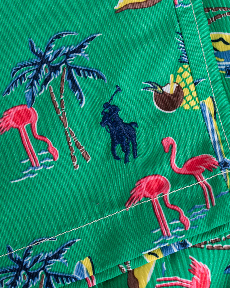 Herr | Badbyxor | Polo Ralph Lauren | Traveler Printed Flamingo Swimshorts Green