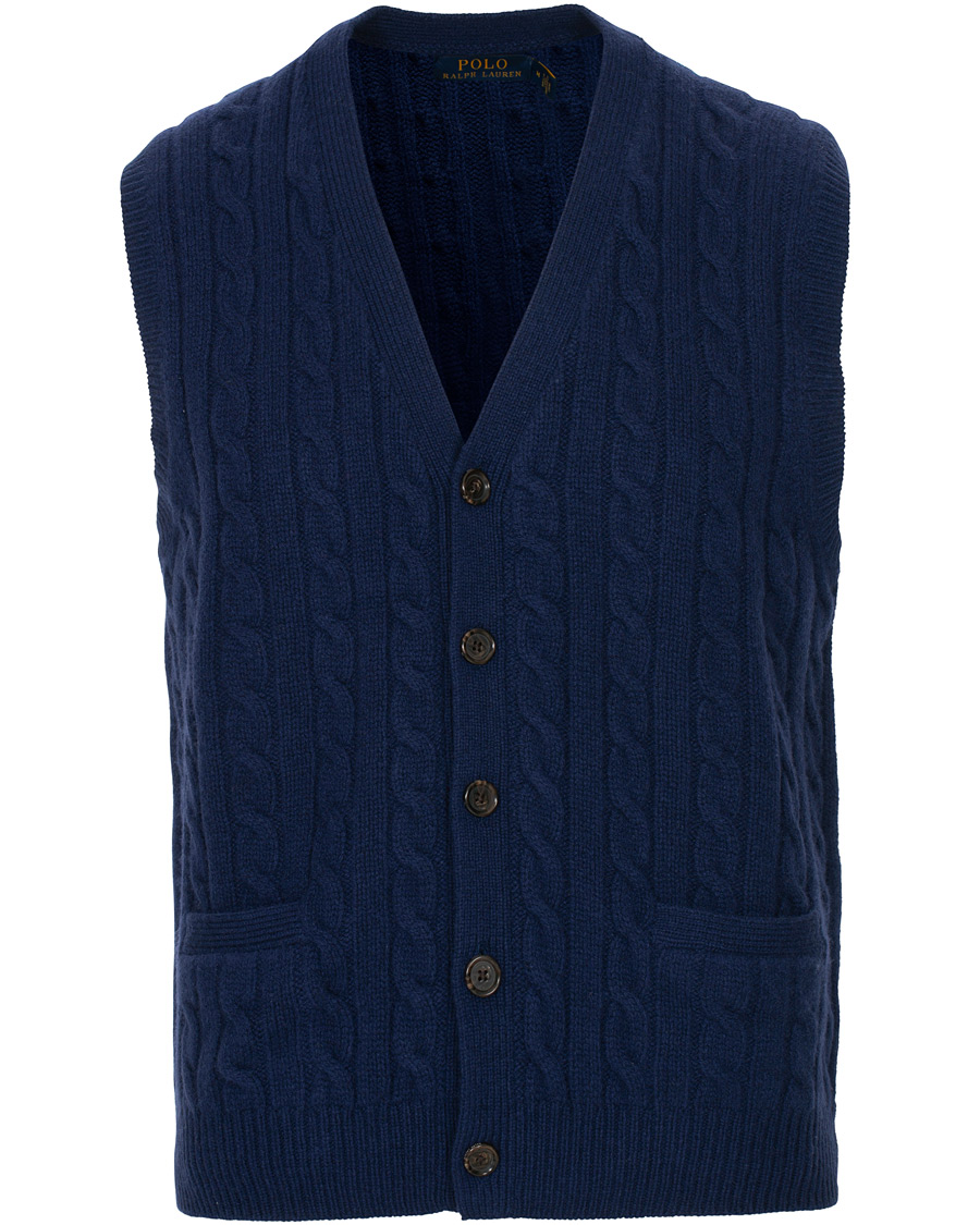 Herr | Tröjor | Polo Ralph Lauren | Cotton Cashmere Cable Slipover Newport Navy