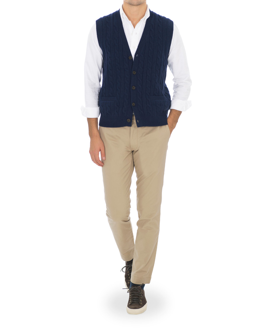 Herr | Tröjor | Polo Ralph Lauren | Cotton Cashmere Cable Slipover Newport Navy