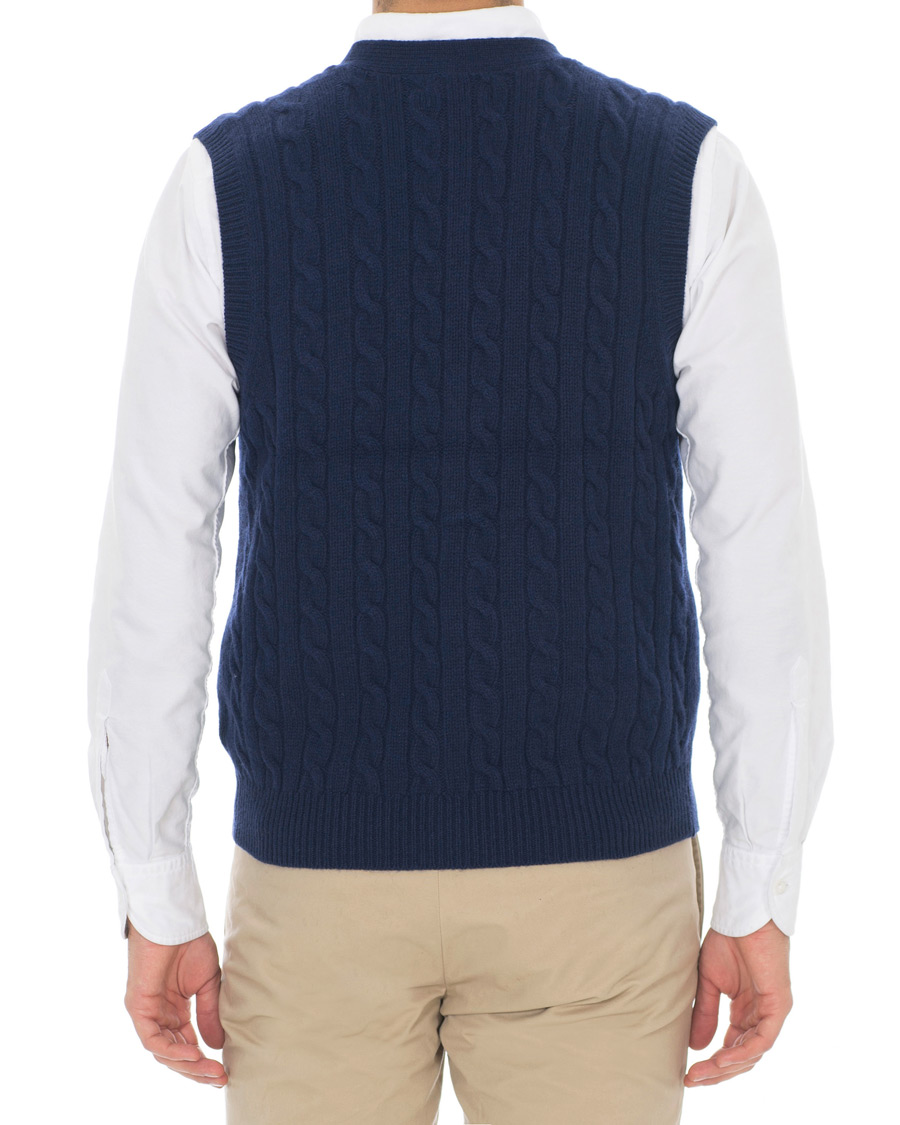 Herr | Tröjor | Polo Ralph Lauren | Cotton Cashmere Cable Slipover Newport Navy