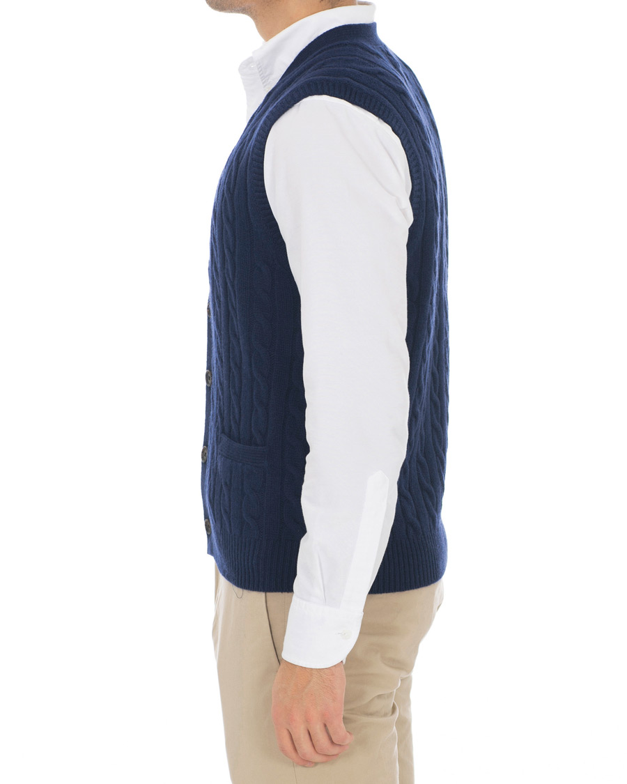 Herr | Tröjor | Polo Ralph Lauren | Cotton Cashmere Cable Slipover Newport Navy