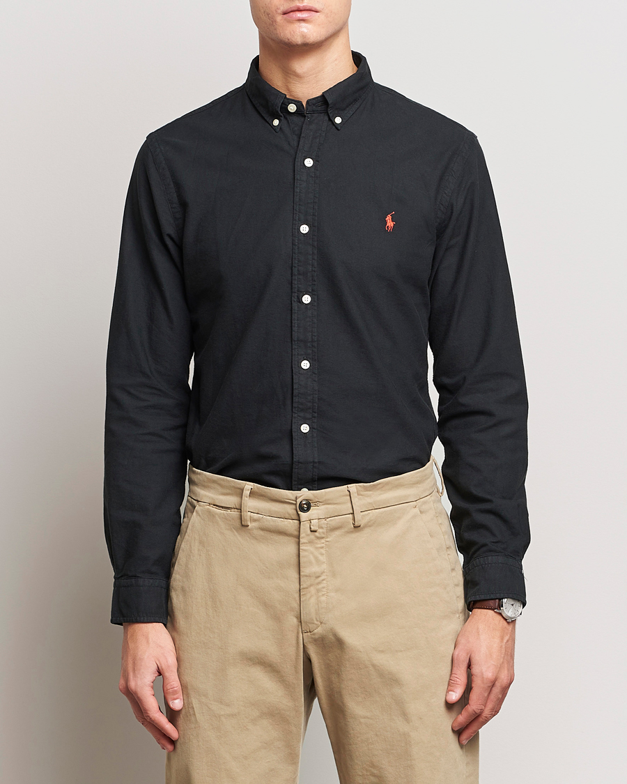 Herr | Oxfordskjortor | Polo Ralph Lauren | Slim Fit Garment Dyed Oxford Shirt Polo Black