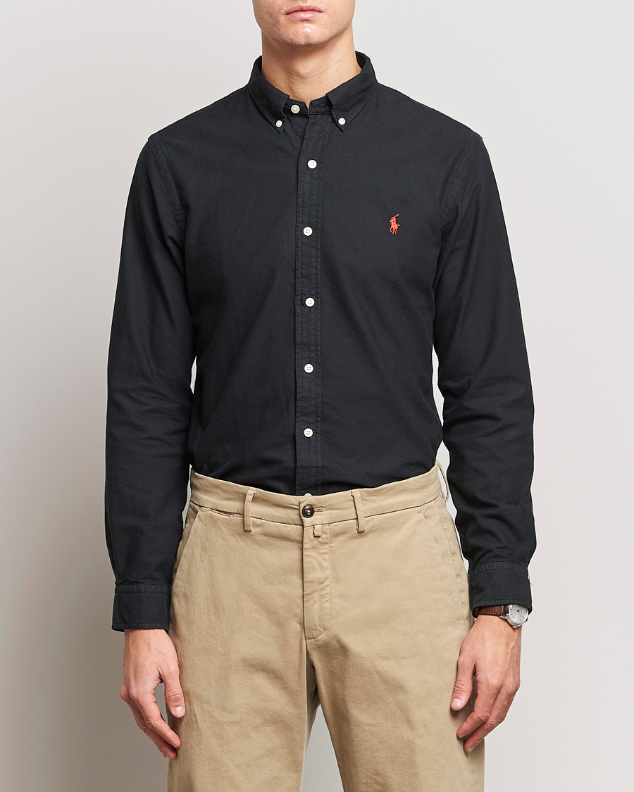 Herr | Preppy Authentic | Polo Ralph Lauren | Slim Fit Garment Dyed Oxford Shirt Polo Black