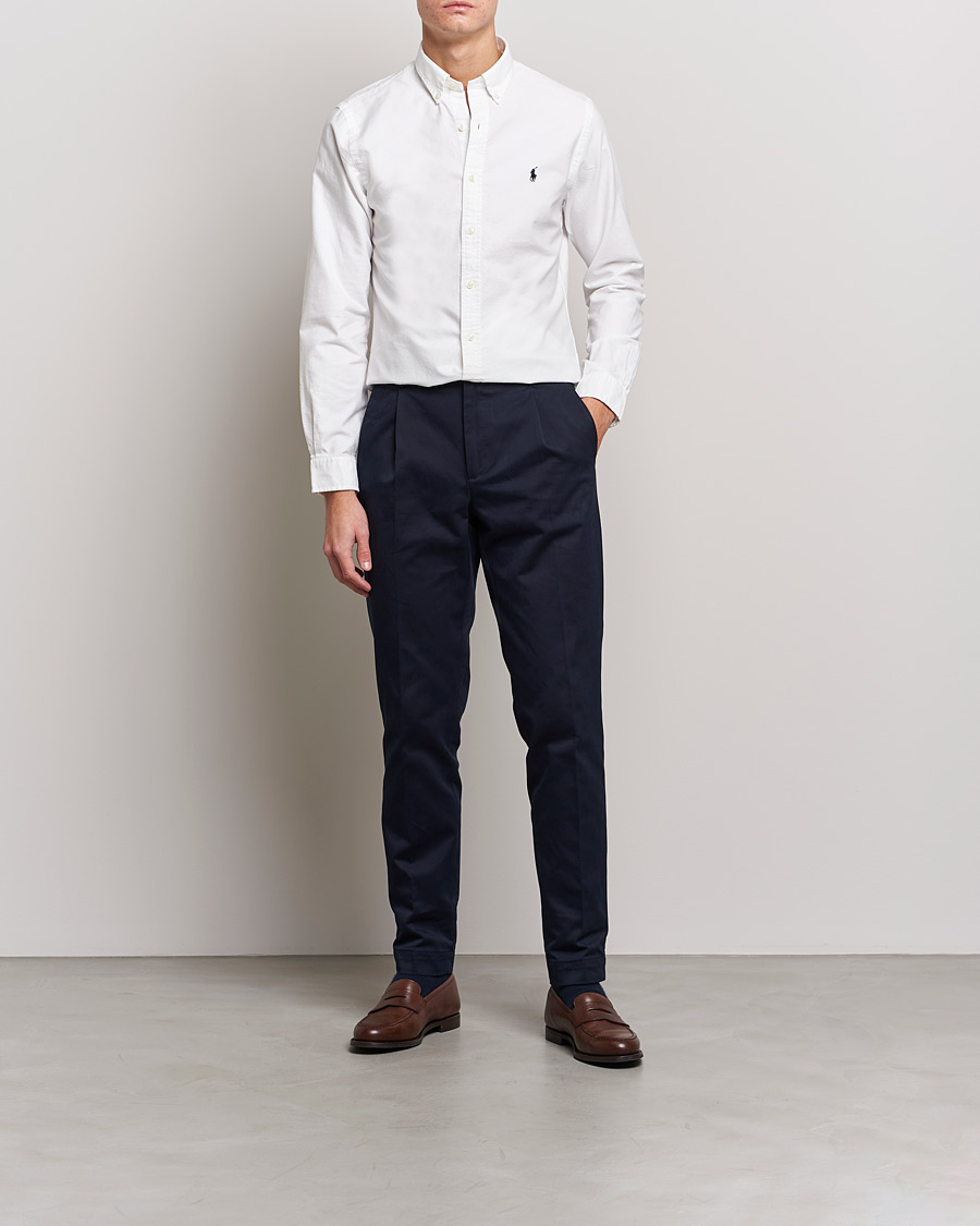Herr | Casual | Polo Ralph Lauren | Slim Fit Garment Dyed Oxford Shirt White