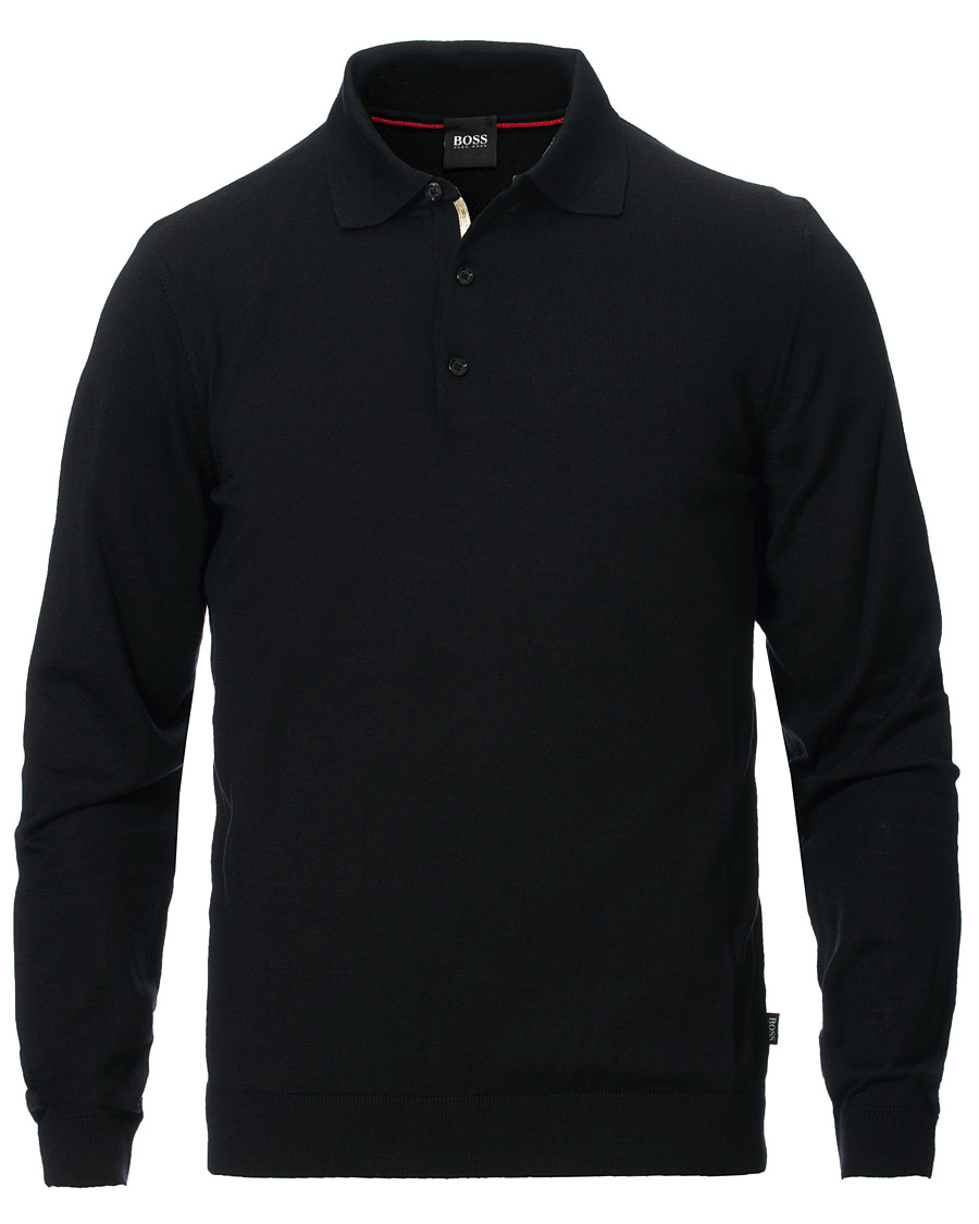 Herr | Tröjor | BOSS BLACK | BOSS Grayson Extra Fine Merino Knitted Poloshirt Black