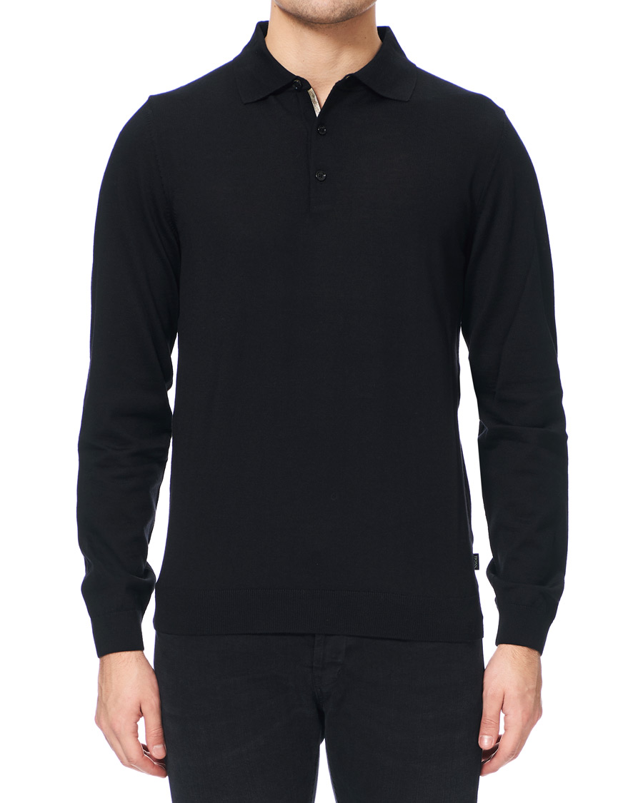 Herr | Tröjor | BOSS BLACK | BOSS Grayson Extra Fine Merino Knitted Poloshirt Black
