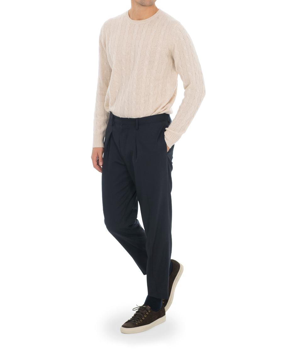 Herr | Byxor | Tiger of Sweden | Tarine Cropt Pleated Trousers Navy