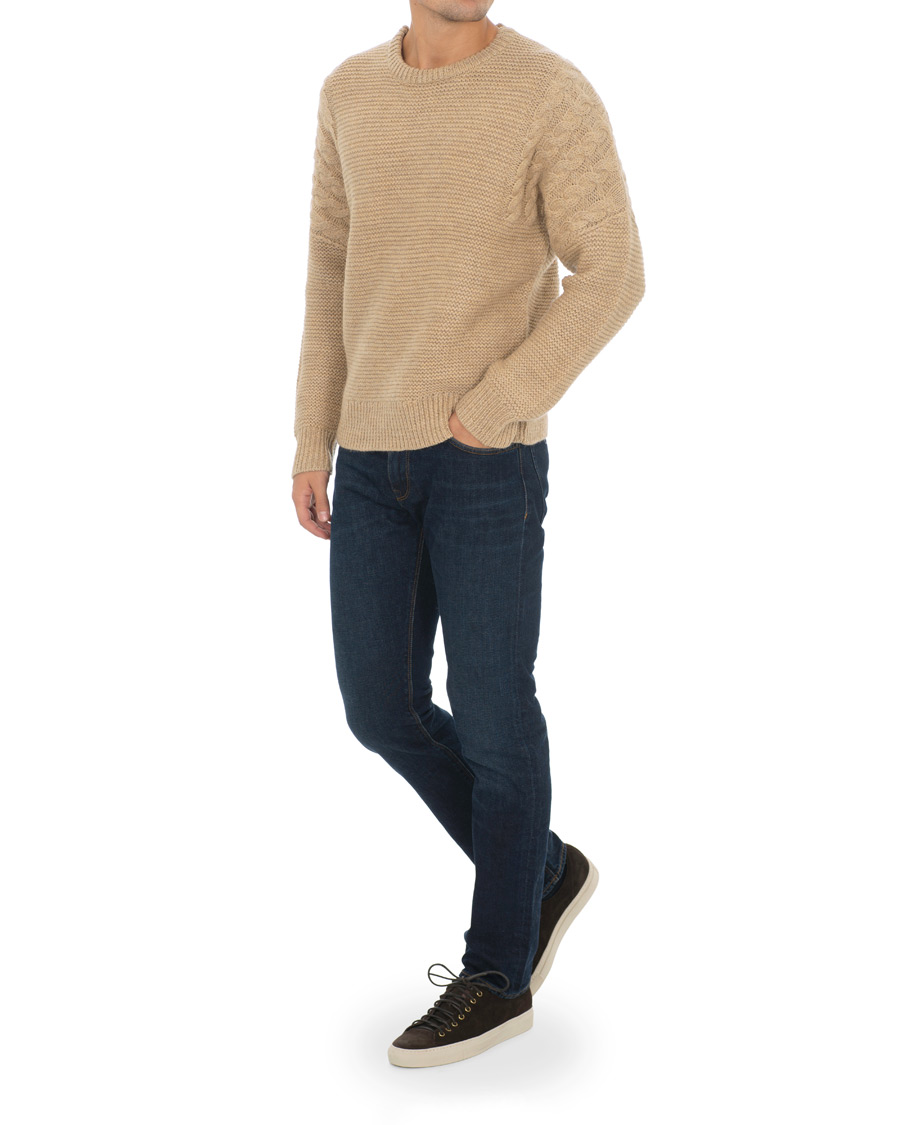 Herr | Tröjor | Tiger of Sweden | Pike Wool Structured Knitted Sweatshirt Beige