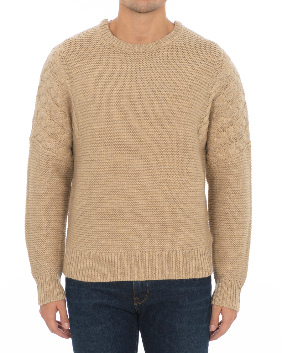 Herr | Tröjor | Tiger of Sweden | Pike Wool Structured Knitted Sweatshirt Beige