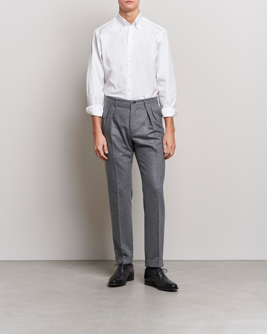 Herr | Businesskjortor | Stenströms | Fitted Body Button Down Shirt White