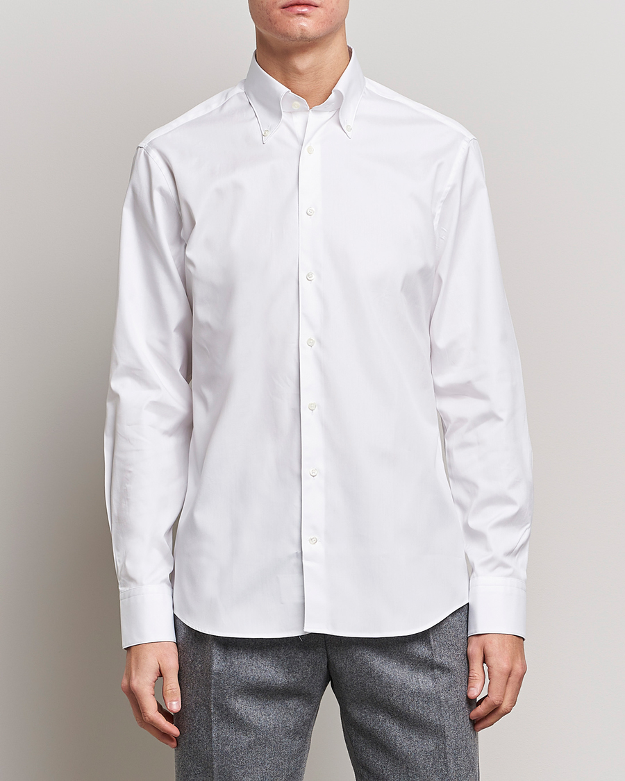 Herr | Festive | Stenströms | Fitted Body Button Down Shirt White