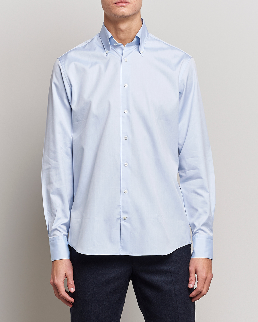 Herr | Festive | Stenströms | Fitted Body Button Down Shirt Light Blue