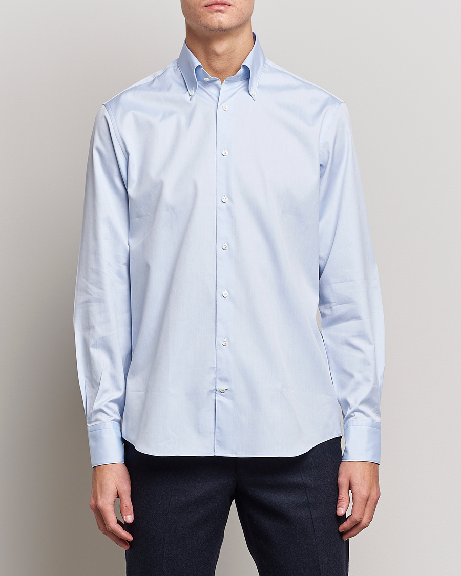 Herr | The Classics of Tomorrow | Stenströms | Fitted Body Button Down Shirt Light Blue