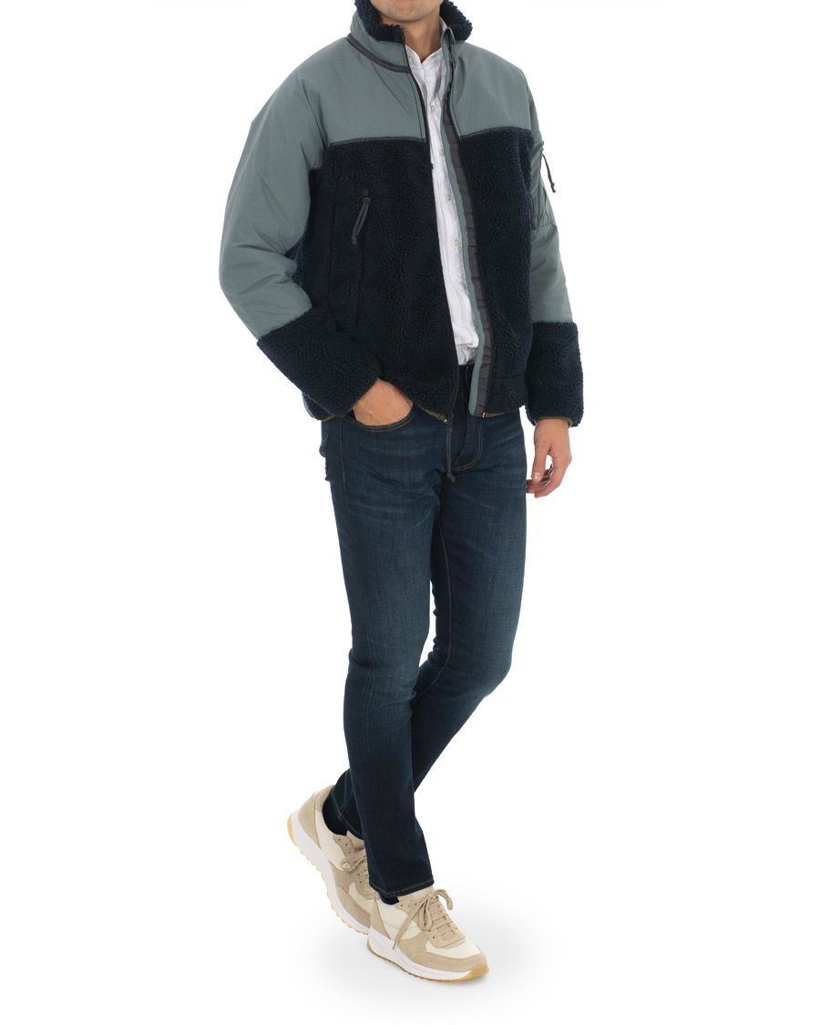 Herr | Jackor | J.Crew | 8mm Pile Sherpa Full Zip Jacket Darkest Indigo