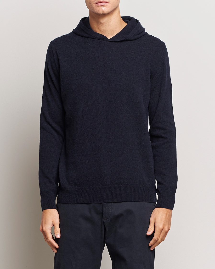 Herr | Tröjor | Oscar Jacobson | Pascal Wool/Cashmere Hoodie Navy