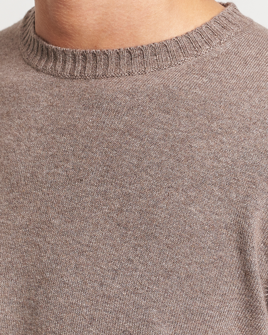 Herr | Tröjor | Oscar Jacobson | Valter Wool/Cashmere Round Neck Light Brown