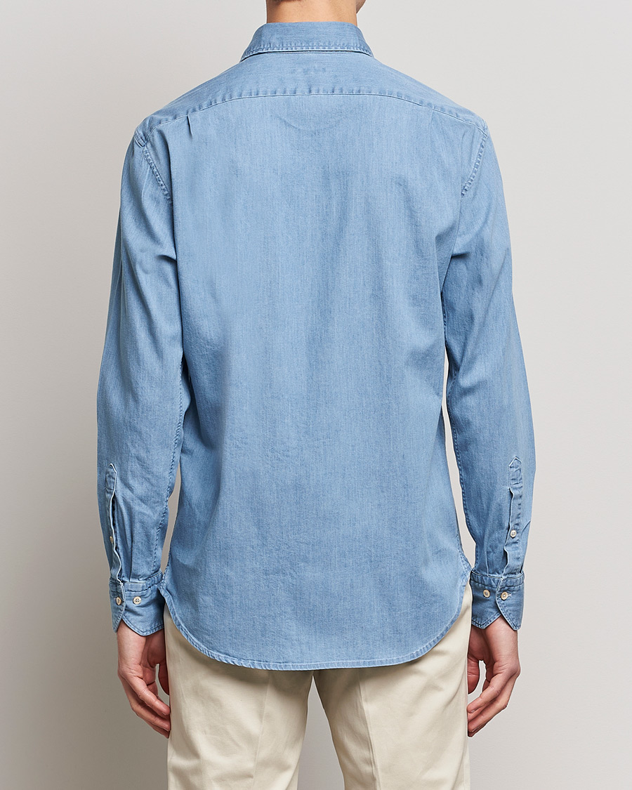 Herr | Skjortor | Stenströms | Fitted Body Garment Washed Shirt Light Denim