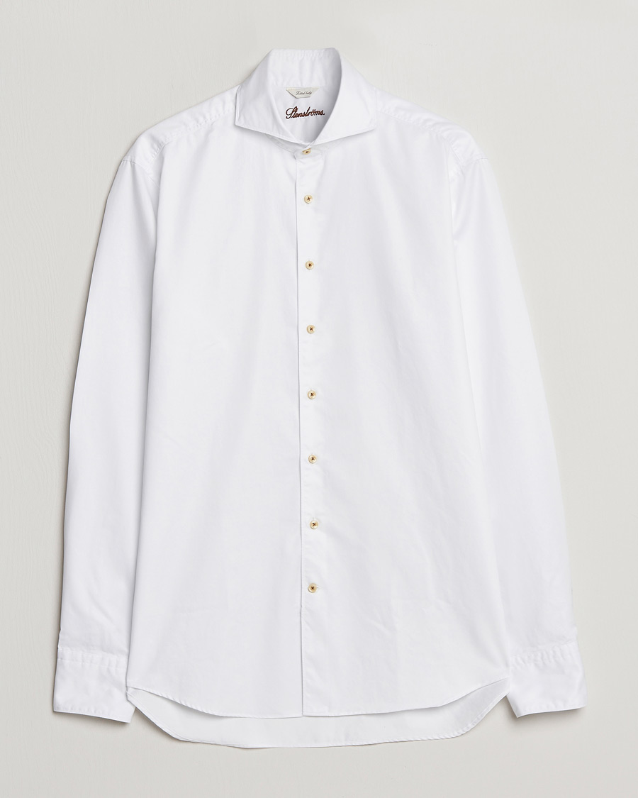 Herr | Skjortor | Stenströms | Fitted Body Washed Cotton Plain Shirt White
