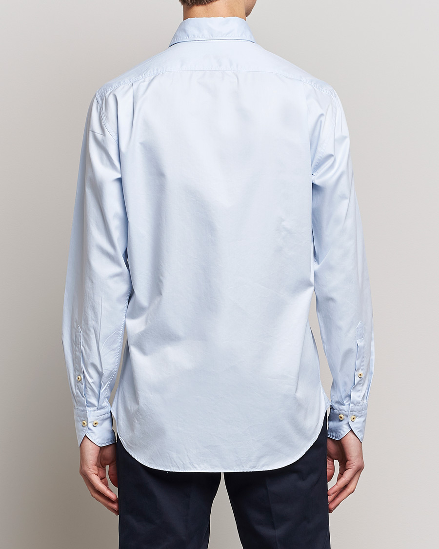 Herr | Skjortor | Stenströms | Fitted Body Washed Cotton Plain Shirt Light Blue