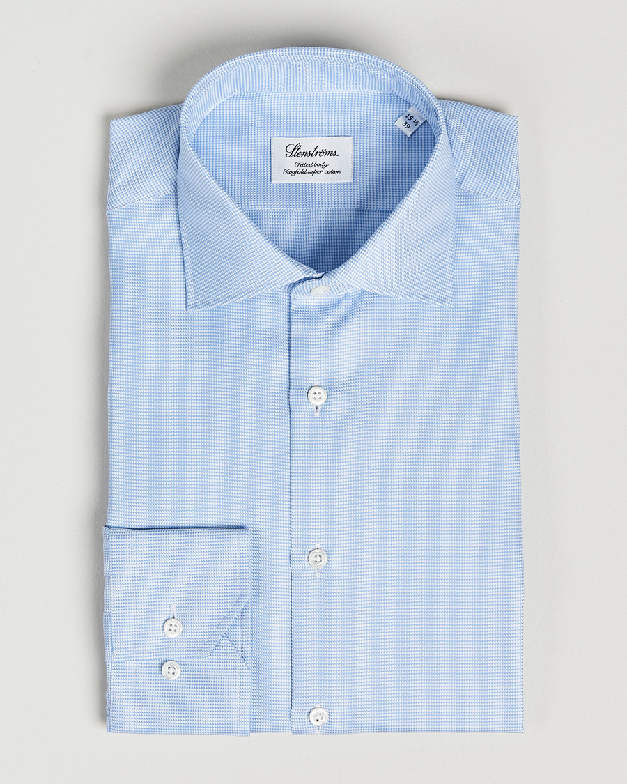 Herr | Skjortor | Stenströms | Fitted Body Houndstooth Shirt Blue
