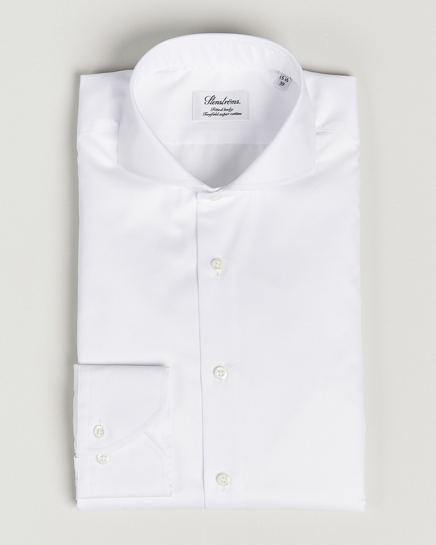 Herr | Skjortor | Stenströms | Fitted Body Extreme Cut Away Shirt White