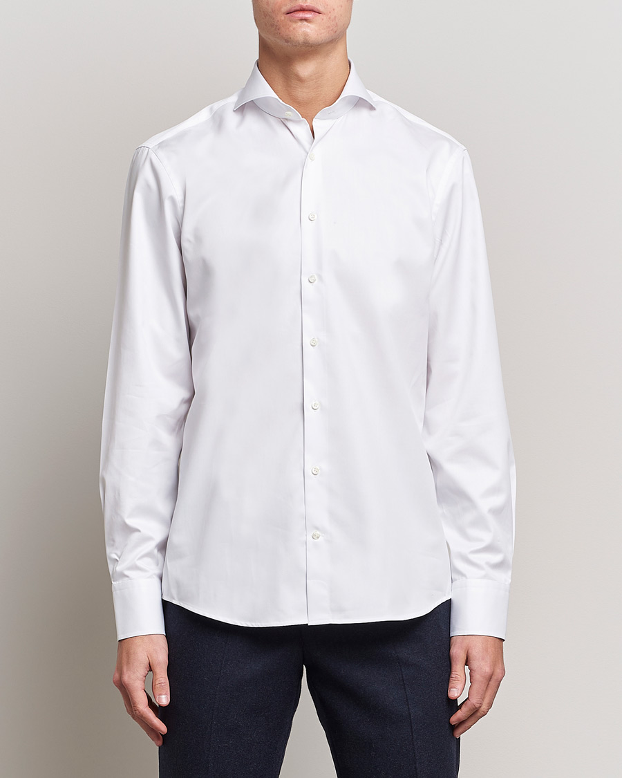 Herr | Businesskjortor | Stenströms | Fitted Body Extreme Cut Away Shirt White