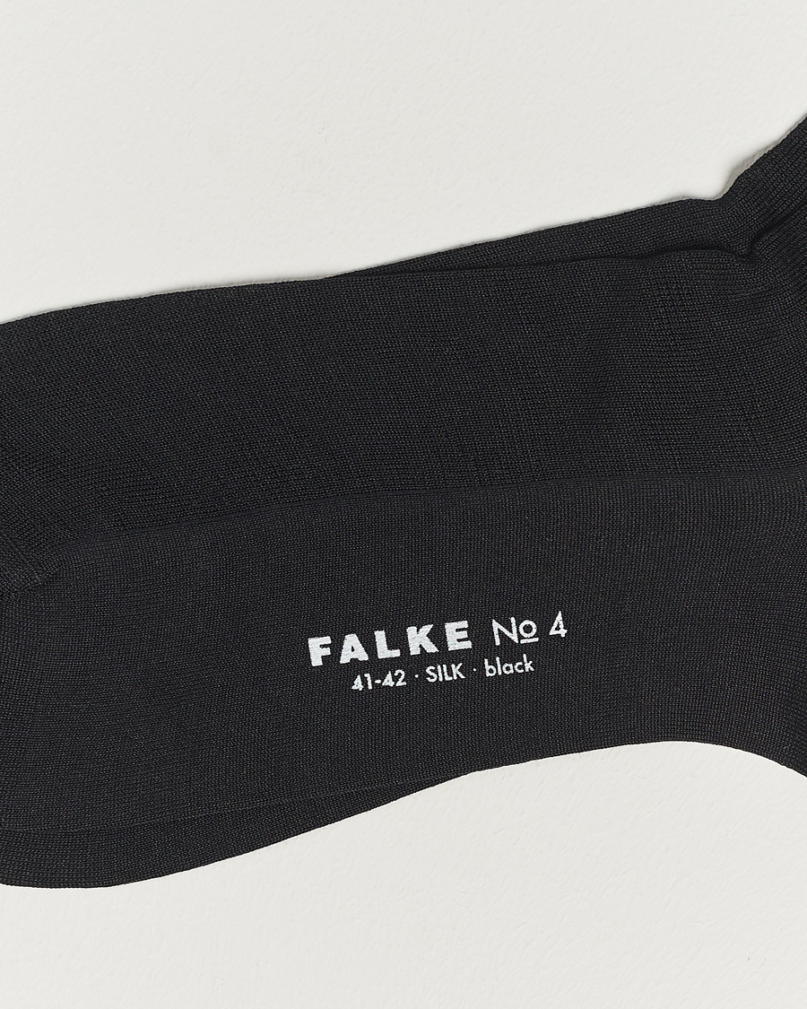 Herr | Knästrumpor | Falke | No. 4 Pure Silk Socks Black